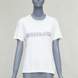 CHRISTIAN DIOR Dio(r)evolution cream grey cotton linen washed white tshirt S